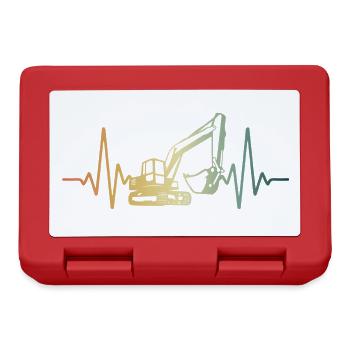 Herzschlag Herzlinie Herzfrequenz Bagger EKG Puls - Brotdose - Rot - Vorne