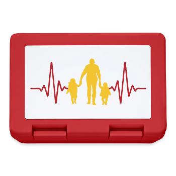 Herzschlag Vater und Kinder EKG | Farben änderbar - Brotdose - Rot - Vorne