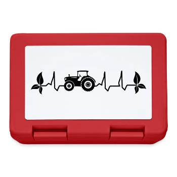 Tractor Heartbeat Trecker Pulse ECG Farmer Organic - Lunchbox - red - Front
