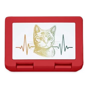 Herzschlag Katze EKG Puls Katzenliebe - Brotdose - Rot - Vorne