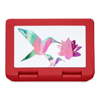 hummingbird, watercolor, lotus, bird, painting, flower - Lunchbox - red - Front