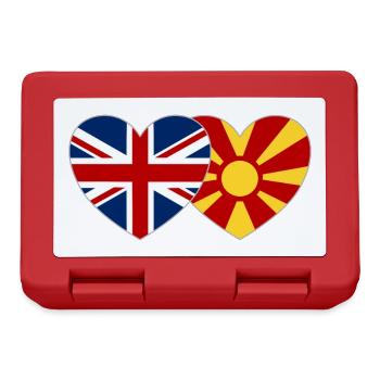 England Mazedonien Flagge Herz - Brotdose - Rot - Vorne
