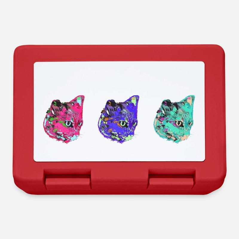 katzen, bunt,pop-art, kunst,warhol,graffiti,katze - Brotdose - Rot