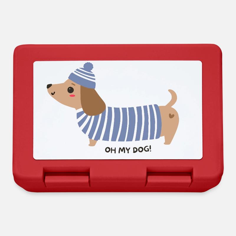 Oh my dog! - Blue stripes - Lunchbox - red