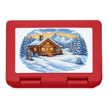 Winterliche Skihütte in den Bergen – Alpenidylle - Brotdose - Rot - Vorne