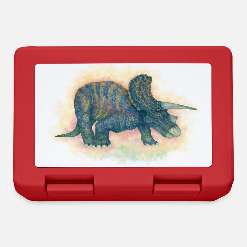 Dinosaures à cornes - Boîte à goûter - rouge