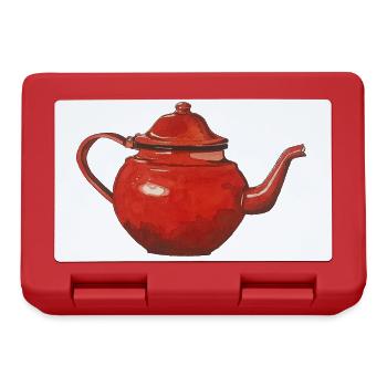 red teapot coffee pot enamelled - Lunchbox - red - Front