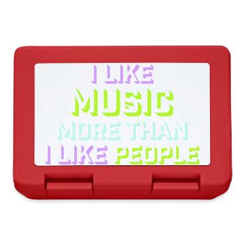 I Like Music More Than I Like People Lustig Musik - Brotdose - Rot - Vorne