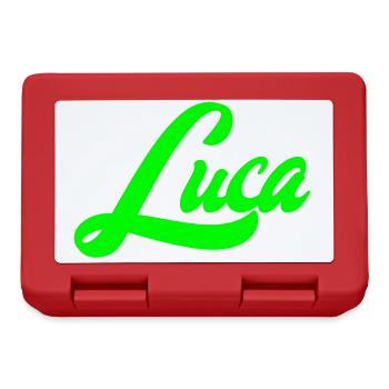 Luca Leuchtender Neon-Lettering Schriftzug - Brotdose - Rot - Vorne