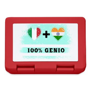 Italien und Indien 100% Genius Flagge - Brotdose - Rot - Vorne