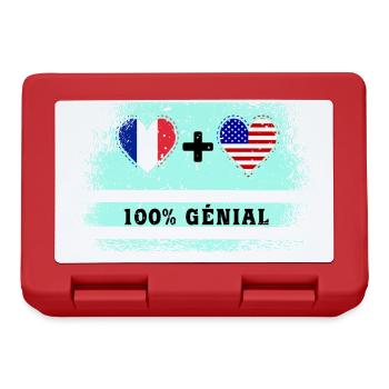 Drapeau France et USA 100% génial - Boîte à goûter - rouge - Devant