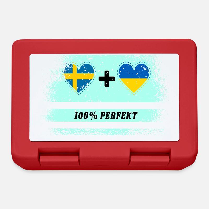 Ukraine und Schweden 100% perfekt / Geschenk - Brotdose - Rot
