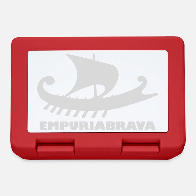 Schiff Empuriabrava/ Schrift hellgrau - Brotdose - Rot