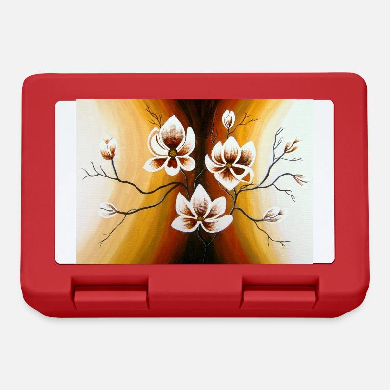 Magnolien - Acryl - Brotdose - Rot