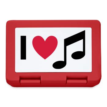 I love music (heart, note) - Lunchbox - red - Front