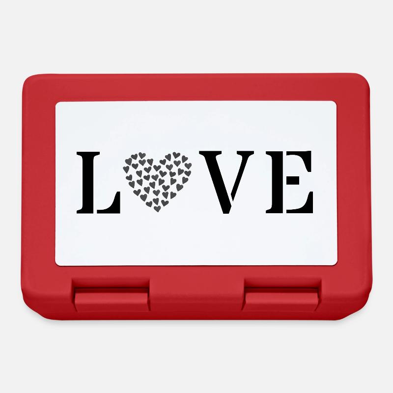 Motif LOVE | Noir minimaliste - Boîte à goûter - rouge