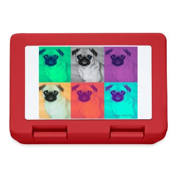 Pop Art Pug Design auf Kleidung - Brotdose - Rot - Vorne
