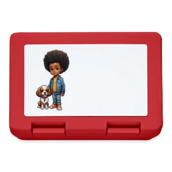 Idée cadeau enfant chien Afro Locks - Boîte à goûter - rouge - Devant