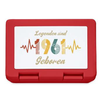 Geburtstag 1961 Herzschlag Retro Vintage Spruch - Brotdose - Rot - Vorne