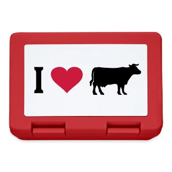 Cow Cows Heart I Love Farm Farmer Farmer Cattle - Lunchbox - red - Front