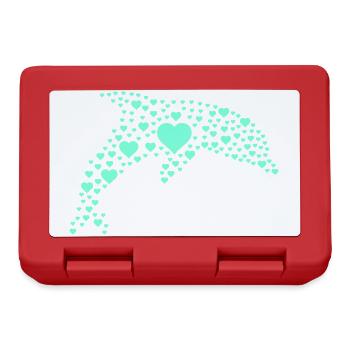 Dolphin Heart Pattern - Lunchbox - red - Front