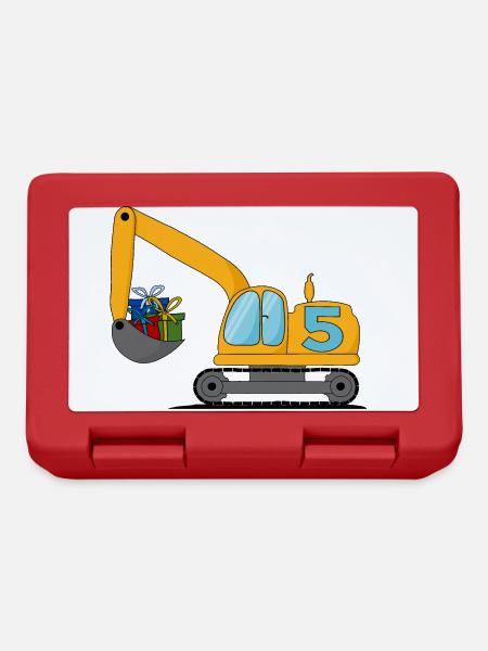 Bagger Kinder 5. Geburtstag - Brotdose - Rot