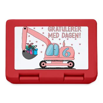6-årsdag gravemaskin gratulerer med dagen - Brotdose - Rot - Vorne
