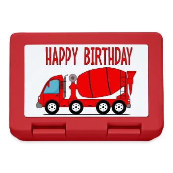 Bétonnière Joyeux anniversaire - Boîte à goûter - rouge - Devant