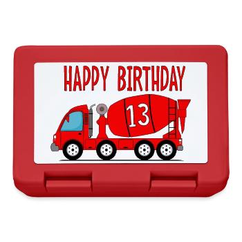 Betonmischer Happy Birthday 13 - Brotdose - Rot - Vorne