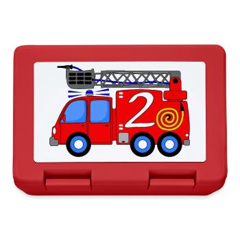 Camion de pompiers 2 enfants d’anniversaire - Boîte à goûter - rouge - Devant