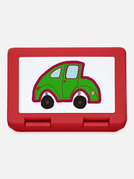 grünes BuckelAuto - Brotdose - Rot