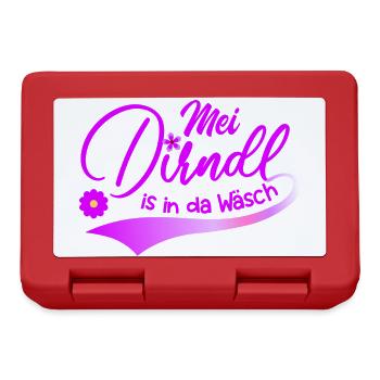 Mei Dirndl is in da Wäsch Trachtenshirt Madl - Brotdose - Rot - Vorne
