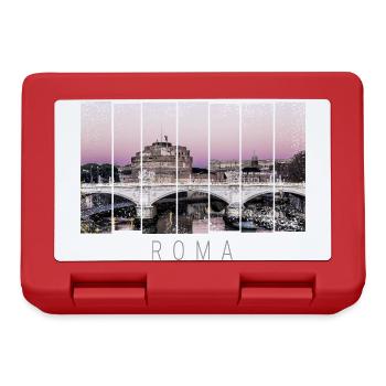 Rom Retro Italien Vintage Sonnenuntergang Souvenir - Brotdose - Rot - Vorne