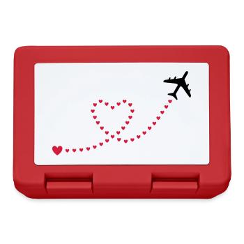 ★ Designfarben änderbar ★ Flugzeug, Herzen - Brotdose - Rot - Vorne