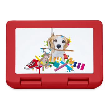 beagle with a brush - Lunchbox - red - Front