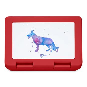 Aquarelle Licorne Look Berger Allemand - Boîte à goûter - rouge - Devant