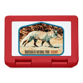 Anderdalen Snow Fox Patch: Nordic Fauna - Lunchbox - red - Front