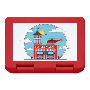 Fire Station with Helicopter and Fire Engine - Lunchbox - red - Front