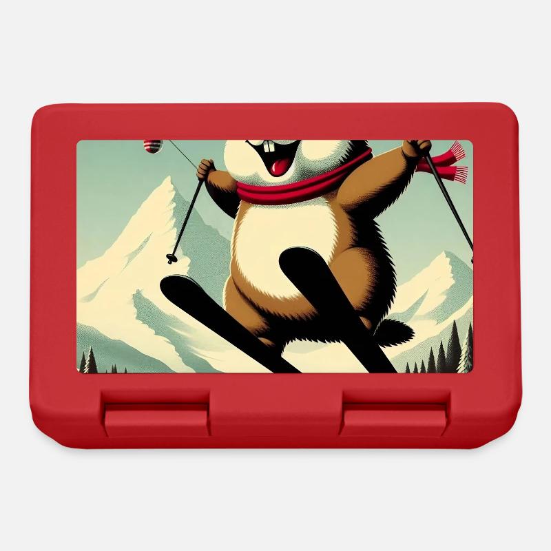 Marmot Ski Vintage Poster - Lunchbox - red