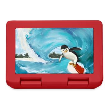 Surfender Pinguin Poster - Brotdose - Rot - Vorne