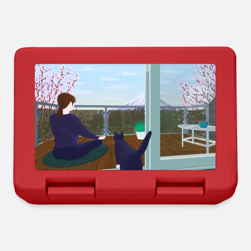 Balkon-Zen mit Katze - Brotdose - Rot