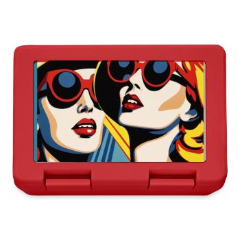 Pop Art Damen mit Sonnenhut und Sonnenbrille - Brotdose - Rot - Vorne