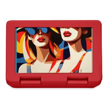 Pop Art zwei Damen mit Sommerhut Sonnenbrillen - Brotdose - Rot - Vorne