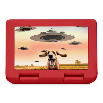 Dog and UFO Gift for Science Fiction Fans - Lunchbox - red - Front