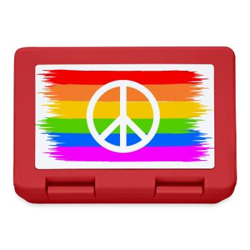Peace sign on LGBT rainbow banner - Lunchbox - red - Front