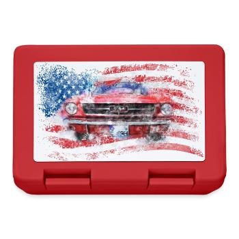 Old Vintage Car America Drapeau USA - Boîte à goûter - rouge - Devant