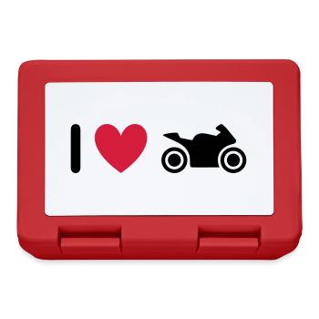 ★ Designfarben änderbar ★ Ich liebe Motorräder - Brotdose - Rot - Vorne