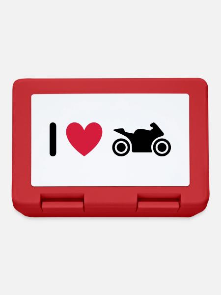 ★ Design colors can be changed ★ I love motorcycles - Lunchbox - red