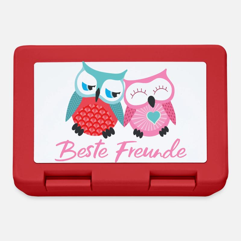 Beste Freunde Eulen rosa - Brotdose - Rot
