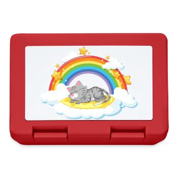 Dreaming Cat on Rainbow Cloud - Lunchbox - red - Front